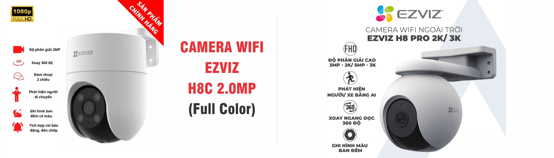 Camera Wifi  ngoài trời EZVIZ H8C - H8 Pro 2K/3K